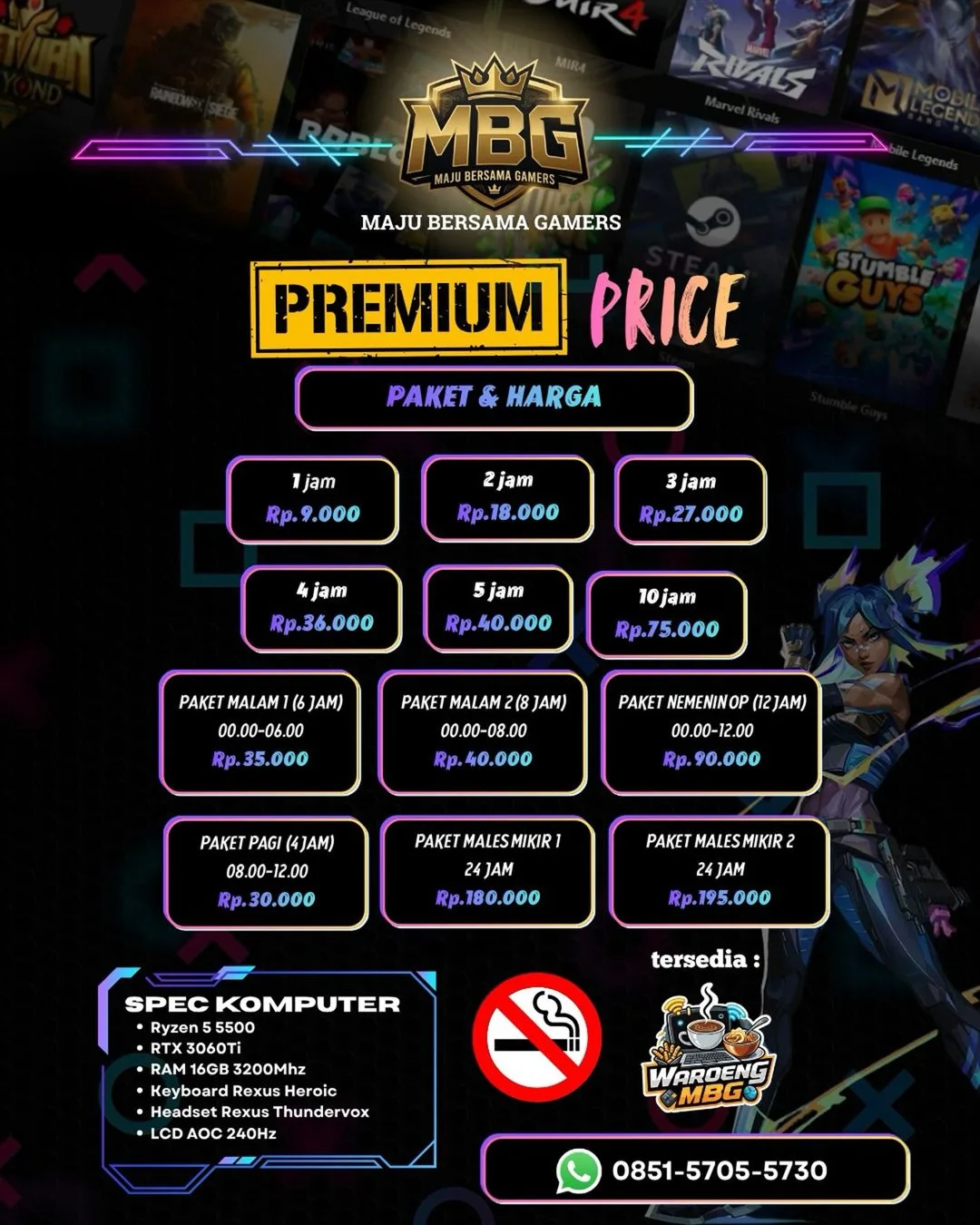Pricelist Paket PC Premium Warnet MBG